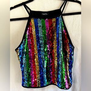 Rue21 Multicolor Sequin Halter Top. Size Small